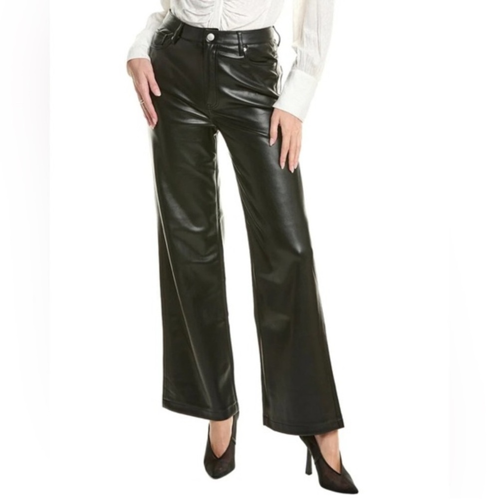 Blank NYC The Franklin Ribcage Wide Leg Vegan Leather Jeans Size 28
